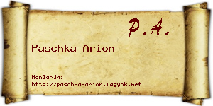 Paschka Arion névjegykártya